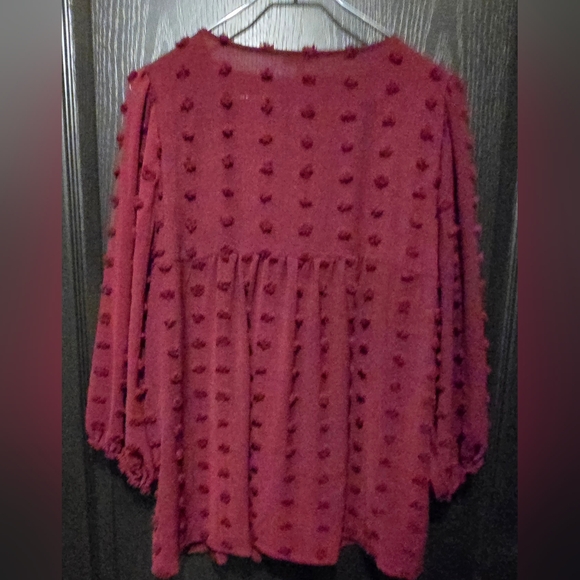 Swiss Dot Babydoll Top Blouse - Picture 2 of 3